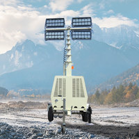 Tour d'éclairage mobile diesel économique de 9 m avec mât télescopique monté sur remorque pour usage industriel