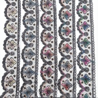 Dentelle perlée colorée pour vêtements, accessoires en dentelle polyester, perles, paillettes, broderie 3D, garniture en dentelle