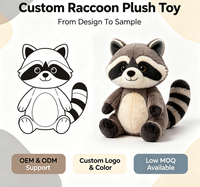 Boneka Raccoon Plush Lembut Custom Pabrik OEM ODM, Boneka Hewan Raccoon Isi Dakron, Logo Sesuai Pesanan