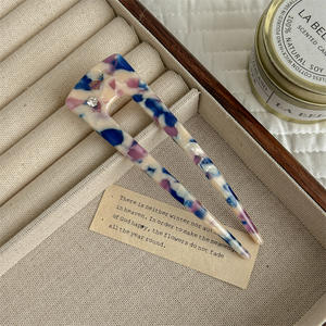 Qianjin กิ๊บติดผมรูปตัวยูอะซิเตทพิมพ์ลายเสือดาวสง่างามใหม่สไตล์จีนย้อนยุคสาวผมพลอยเทียมแบบเรียบง่าย - Product Image 4