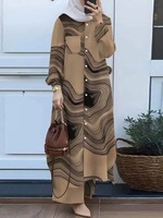 par bouton d'impression numérique abstraction de style classique américain taille libre pantalon turquie qatar femme musulmane