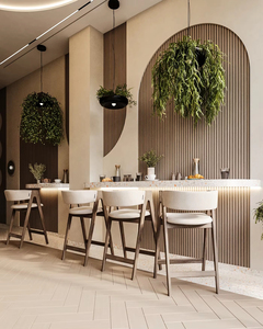 <b>LED</b> Lit Wooden Coffee Shop Display Stand | Waterproof Eco-Friendly Wall Mounted with Modern Design for Retail Use - Product Image 5