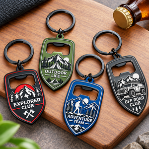 Porte-clés décapsuleur en métal pour extérieur, logo personnalisé, cadeau d'entreprise, nickel noir, fabrication OEM ODM - Product Image 1