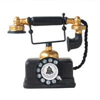 Modèle de téléphone rétro créatif en polyrésine, noir, portable, décoration de maison, présentoir de table, bureau, hôtel, artisanat métallique