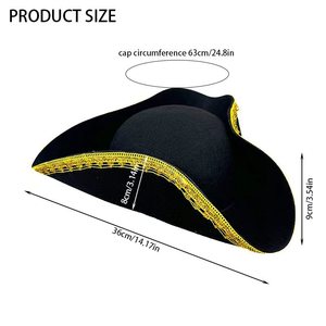 MADESHINE Capitaine Jack Chapeau de <span class=keywords><strong>pirate</strong></span> pour costume de scène Décorations de fête d'Halloween pour la rentrée scolaire - Product Image 4
