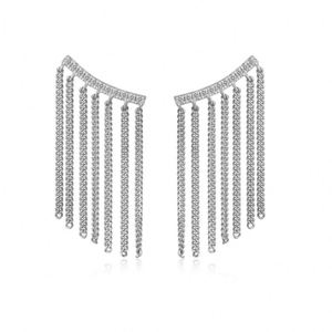 Dylam Unique Design Fashion Jewelry S925 Silver Gold Plated 5A Cubic Zirconia Bar Shape Tassel Drop <b>Hook</b> <b>Earrings</b> for Women - Product Image 1