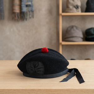 GREENLAND PIPE CO Black <b>Wool</b> Glengarry Beret <b>Men</b> Scottish Highland Dress Pipe Band <b>Hat</b> Breathable Fabric Four Sports Party - Product Image 3
