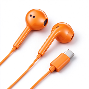 หูฟังแบบมีสาย USB Type C สีส้มแฟชั่น แบบกึ่งใส่ในหู เสียงสเตอริโอ พร้อมปุ่มควบคุมระดับเสียง สำหรับสมาร์ทโฟน จำหน่ายจำนวนมาก - Product Image 3