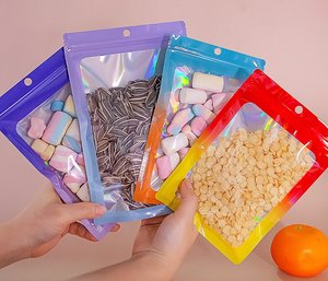 Dễ thương nhỏ nhựa màu mùi bằng chứng <span class=keywords><strong>Ziplock</strong></span> lá Pouch baggies Holographic Nắp kéo bao bì túi - Product Image 6