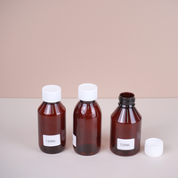 Bouteille de sirop contre la toux PET ambré personnalisé de 120ml, bouteille de médecine liquide orale vide avec bouchon inviolable