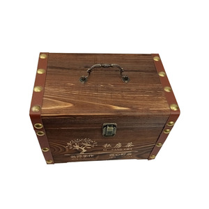 Caja de Té de Madera de Paulownia, 24.5x18.5x15cm, Hecha a Mano, para Regalo, Almacenamiento, Rectangular, Color Quemado - Product Image 5