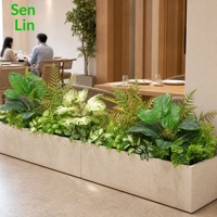 Jardinière autoportante décorative d'intérieur pour arrangement floral et plantes en pot, avec feuillage artificiel pour aménagement paysager et séparation d'espace