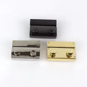 Meetee KY254 High-end Thicken Turn Twist Locks Handbag Clasp Closure Pressed Buckle Lock Replacement Alloy Rectangle Bag Lock