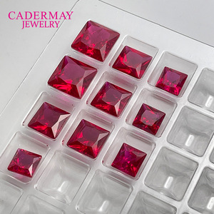 Cadermay Princess Ruby Loose Stone Square Red Synthetic Corundum For Jewelry Making - Product Image 3