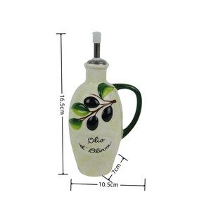 Bottiglie <span class=keywords><strong>in</strong></span> <span class=keywords><strong>Ceramica</strong></span> con Motivo a Oliva per Olio d'Oliva e Aceto con Coperchio - Product Image 2