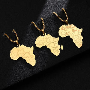 Collares con colgante de mapa de África DE PAÍS DE ACERO INOXIDABLE estilo hip-hop de alta calidad, joyería de Color dorado para mujeres y hombres - Product Image 2
