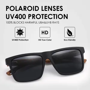 2025 Retro Logo personalizzato <span class=keywords><strong>occhiali</strong></span> <span class=keywords><strong>da</strong></span> <span class=keywords><strong>sole</strong></span> di bambù di alta qualità UV400 lenti polarizzate blu nero telaio degli uomini delle donne legno all'ingrosso - Product Image 2