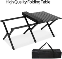 Table de camping pliante en fer – Table de repas portable, résistante à l'eau, réglable en hauteur, pour la plage et la randonnée, mobilier d'extérieur
