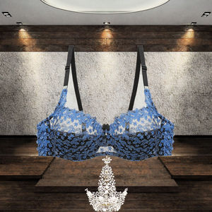 Joliedress Breathable Ultra-Thin Lace Knitted Adjusted-straps Embroidery Flower Wire Free 3/4 Cup Backless Everyday Bra for - Product Image 3