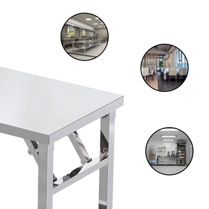 โต๊ะรับประทานอาหารพับได้สแตนเลสแบบพกพาโต๊ะในครัวปิกนิกเตรียมโต๊ะทำงานกลางแจ้งร้านอาหารตั้งแคมป์เฟอร์นิเจอร์ทำความสะอาดง่าย - Product Image 4