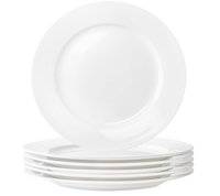 Assiettes plates en gros à prix réduit, OEM pour restaurants et hôtels, ensemble d'assiettes à dîner rondes en céramique et porcelaine blanc pur de 10,5 pouces