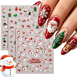 Nouveaux autocollants 5D en relief pour ongles de Noël, style INS, créatifs, DIY, auto-adhésifs, pour enfants, pour la vente en gros - Product Image 1