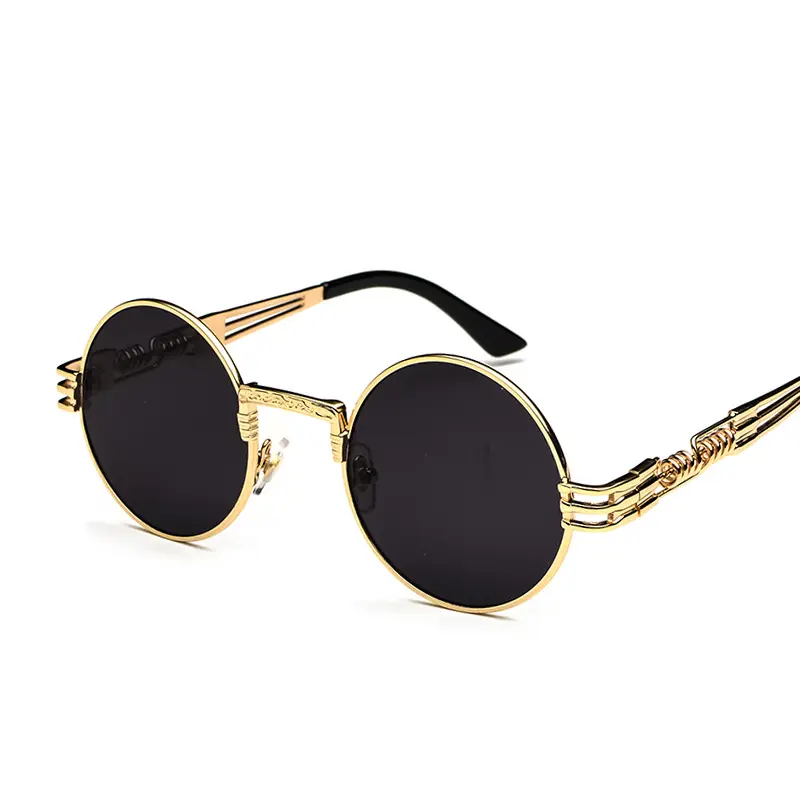 Trendy sunglasses Metal Unisex Round Steampunk custom sun Glasses logo Vintage Retro Men Sunglasses 2023