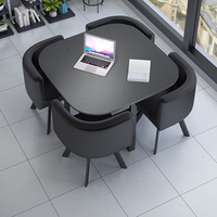 Ensemble de table et de chaises de salle à manger carrée en bambou simple 4 places Style nordique Meubles de salle à manger pour le bureau et les loisirs