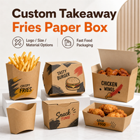 Boîtes pliables en papier kraft pour frites à emporter, emballages pour la restauration rapide