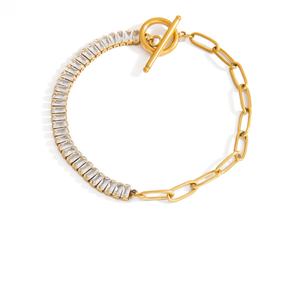 <b>Titanium</b> Steel Bracelet with Fashionable Gold and Silver High-end Feel Spliced <b>Chain</b> Bracelet Jewelry - Product Image 5