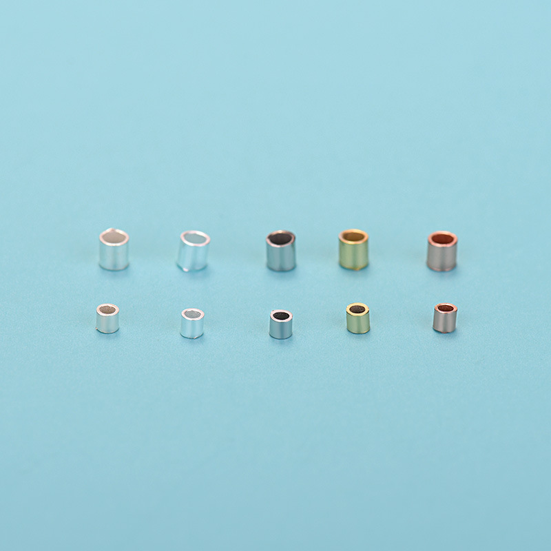 Crimp de tubo de plata 925 de 2 mm, chapado en rodio