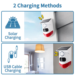 Emylo 120dB ngoài trời IP65 năng lượng mặt trời Powered PIR cảm biến chuyển động an ninh còi báo động điều khiển từ xa nhựa Wifi kết nối báo động cho nhà - Product Image 3