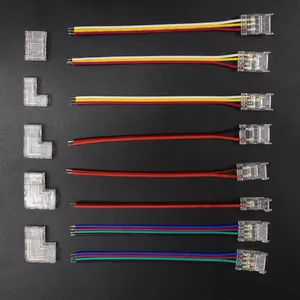 Connecteurs de rallonge <span class=keywords><strong>pour</strong></span> bande LED COB 2, 3 et 4 broches, bornes de connexion <span class=keywords><strong>pour</strong></span> rubans LED flexibles RGB CCT COB de 5 mm, 8 mm et 10 mm - Product Image 1