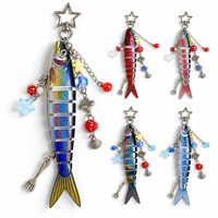 Porte-clés Poisson Bionique Marin Articulé en Résine, Leurre Réaliste, Chaîne de Téléphone, Breloque de Sac, Cadeau Fête des Pères pour Passionné de Pêche