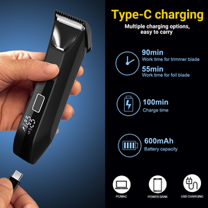 Cuchillas de lámina OEM/ODM Muestra gratis Recortadora de doble cabezal 2 en 1 <span class=keywords><strong>Afeitadora</strong></span> de <span class=keywords><strong>barba</strong></span> de cerámica Recortadora de vello púbico con bola - Product Image 4