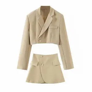 Bán buôn OEM 2 mảnh vetement Pour Femme Blazers thời trang dạo phố phụ nữ văn phòng của phụ nữ váy phù hợp với TUXEDO áo khoác áo khoác traje