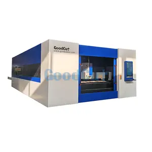 Protected Cover Safe CNC Thick Sheet Metal Art Aluminum Fiber Laser Cutting Machine with Double Pallet