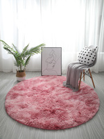 Tapis rond rose, tapis en peluche, tapis moelleux pour chambre à coucher, tapis circulaires shaggy