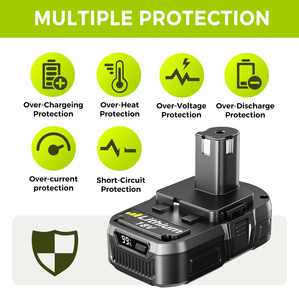 แบตเตอรี่ลิเธียมไอออน Ryobi P108 18V 4.0Ah-6Ah พร้อมแคโ<span class=keywords><strong>ท</strong></span>ด LiNiMnCoO2 500 รอบการใช้งาน ความจุสูงและใช้งานได้นานขึ้น - Product Image 6