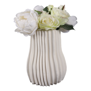 Vaso moderno in porcellana, elegante vaso per fiori stampato in 3D, per soggiorno, decorazione per la casa, pezzo d'accento. - Product Image 2