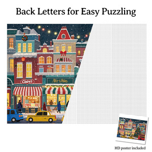 Puzzle de 1000 pièces de la scène de rue de la ville de Noël, scène hivernale enneigée, cadeau pour adultes, décoration murale pour la maison et les fêtes en famille - Product Image 5