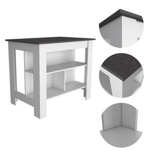 Ensemble de cuisine 2 pièces en blanc et îlot de cuisine avec armoire de rangement - Product Image 5