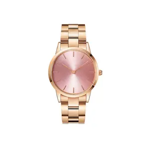 New model rose gold quartz watch with stainless steel strap