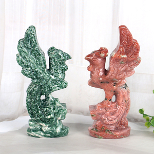 Vente en gros de sculptures d'animaux en pierre naturelle, sculptures d'oiseaux en cristal, sculptures de phénix debout pour la décoration de bureau - Product Image 1