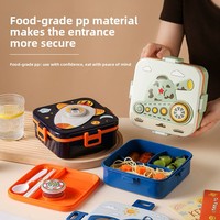 Boîte à lunch isotherme en plastique à double compartiment avec couvercle, compartimenté, portable pour étudiants, avec couverts intégrés, pour salades