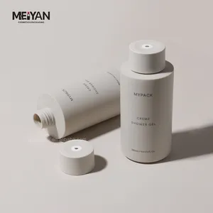 MYPACK 사용자 정의 라운드 빈 hdpe 베이지 플라스틱 실리콘 고무 화장품 쉬운 짜기 병 트위스트 캡 280ml