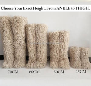 BUSY GIRL RS9253, zapatos de mujer personalizados rosas, botas de piel hasta la rodilla, botas de nieve para mujer, botas cálidas de piel de mapache de imitación Y2K, chica caliente - Product Image 3