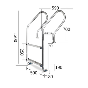 Scaletta per piscina interrata in acciaio inox, 2-5 gradini antiscivolo con corrimano per piscina a sfioro - Product Image 2