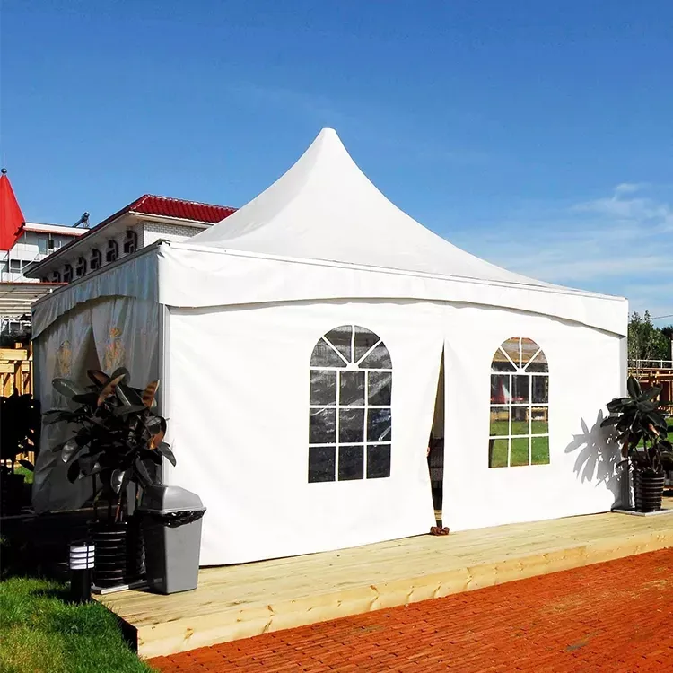 Tenda de alumínio exterior 5x5m para gazebo pagode, pequeno show comercial, festas de casamento, parede lateral opcional, vidro 3x3 para hotel, 5m