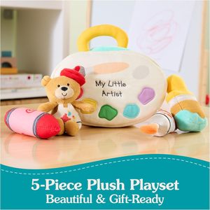 Baby My Little Artist Juego de peluche de 5 piezas 7,5 Cute Bear Rattle Squeaker Crinkle Plush Sensory Toys para recién nacidos - Product Image 2